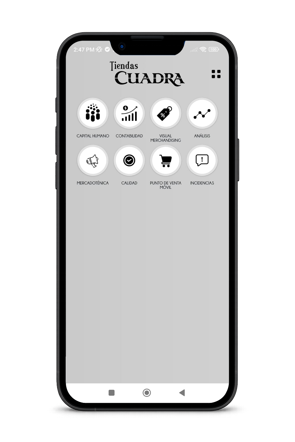 Interfaz móvil app cuadra