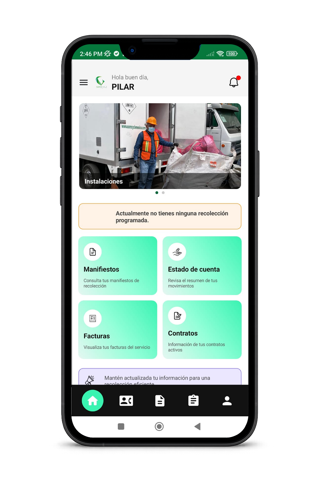 Interfaz móvil app de logística